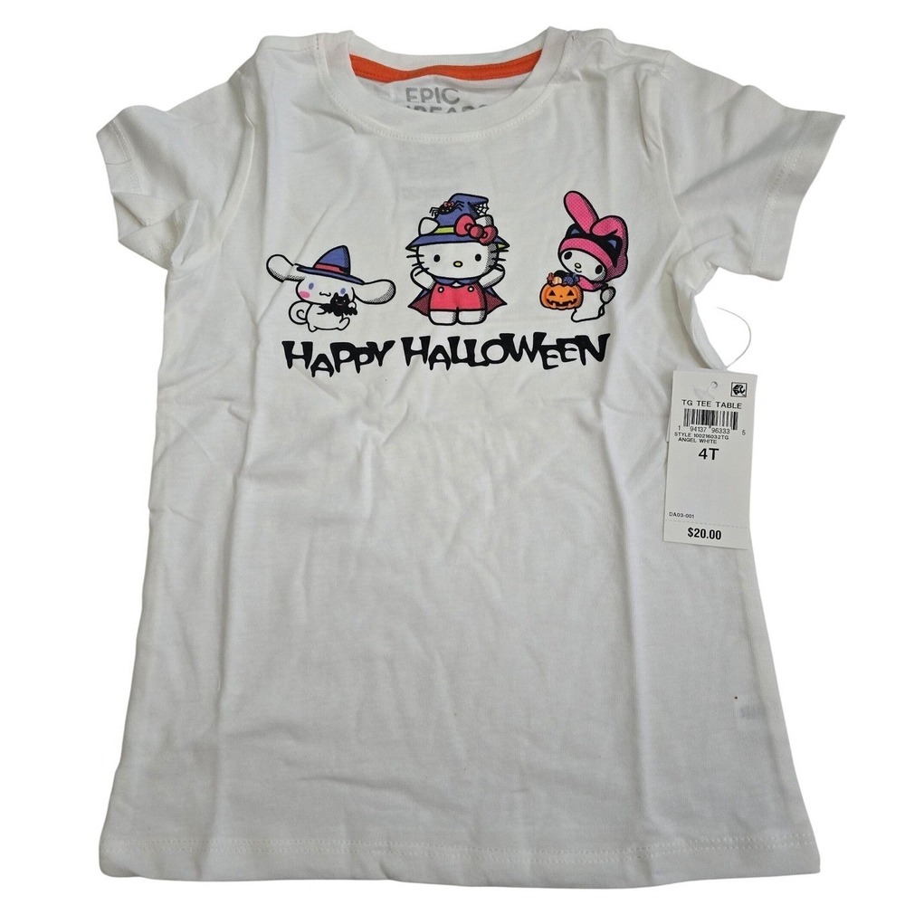 Epic Threads Sanrio Hello Kitty Halloween Graphic T-Shirt White 4T NWT